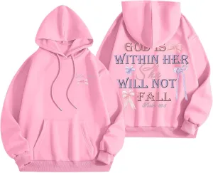 God Is Within Her She Will Not Fail Womens Sweatshirts Long Sleeve Hoodies Oversized Casual Comfy Trendy Pullover