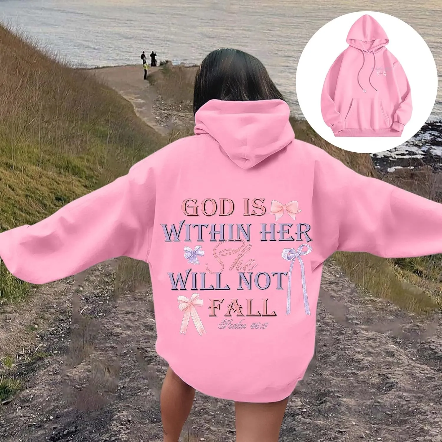 God Is Within Her She Will Not Fail Womens Sweatshirts Long Sleeve Hoodies Oversized Casual Comfy Trendy Pullover