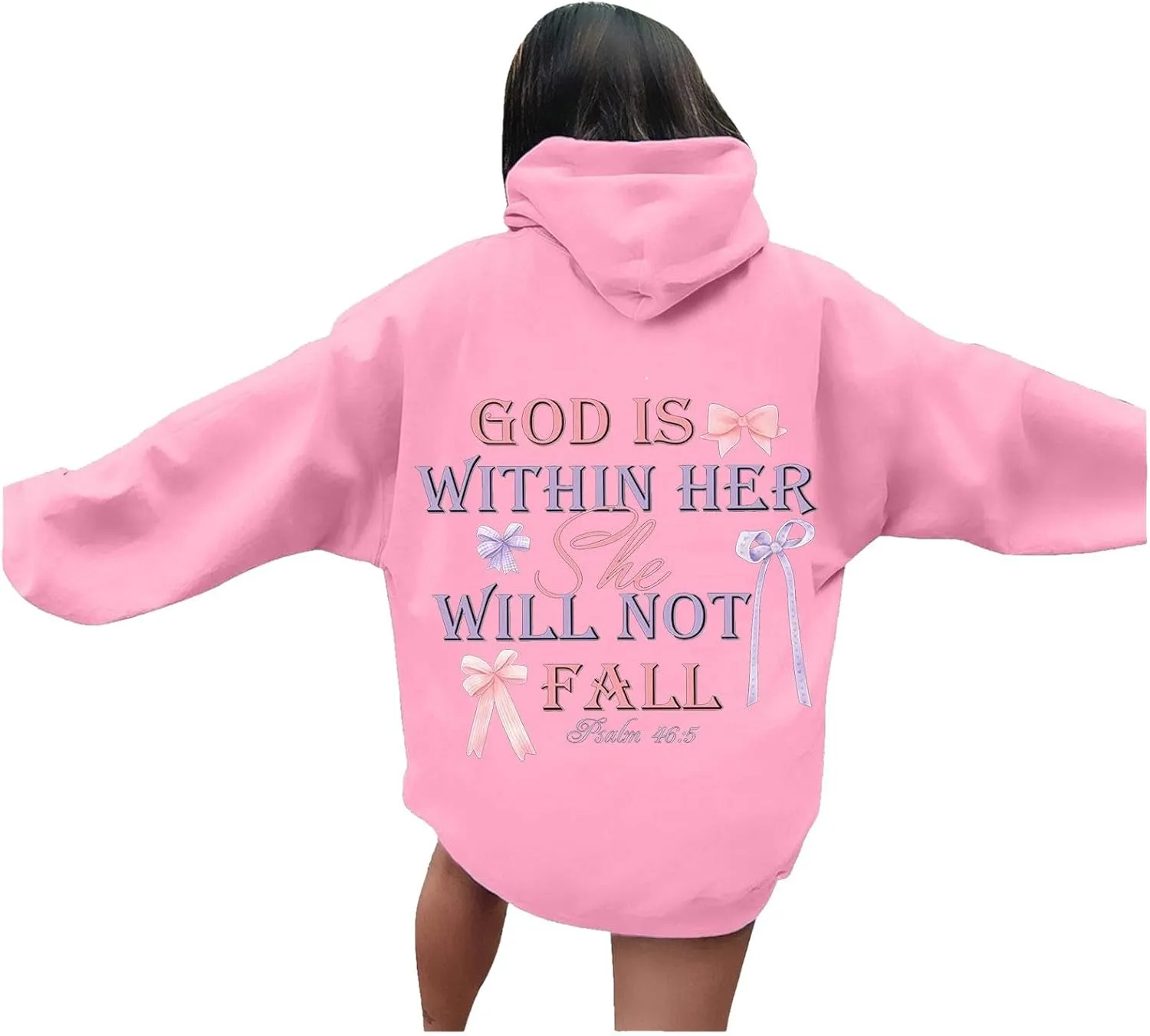 God Is Within Her She Will Not Fail Womens Sweatshirts Long Sleeve Hoodies Oversized Casual Comfy Trendy Pullover