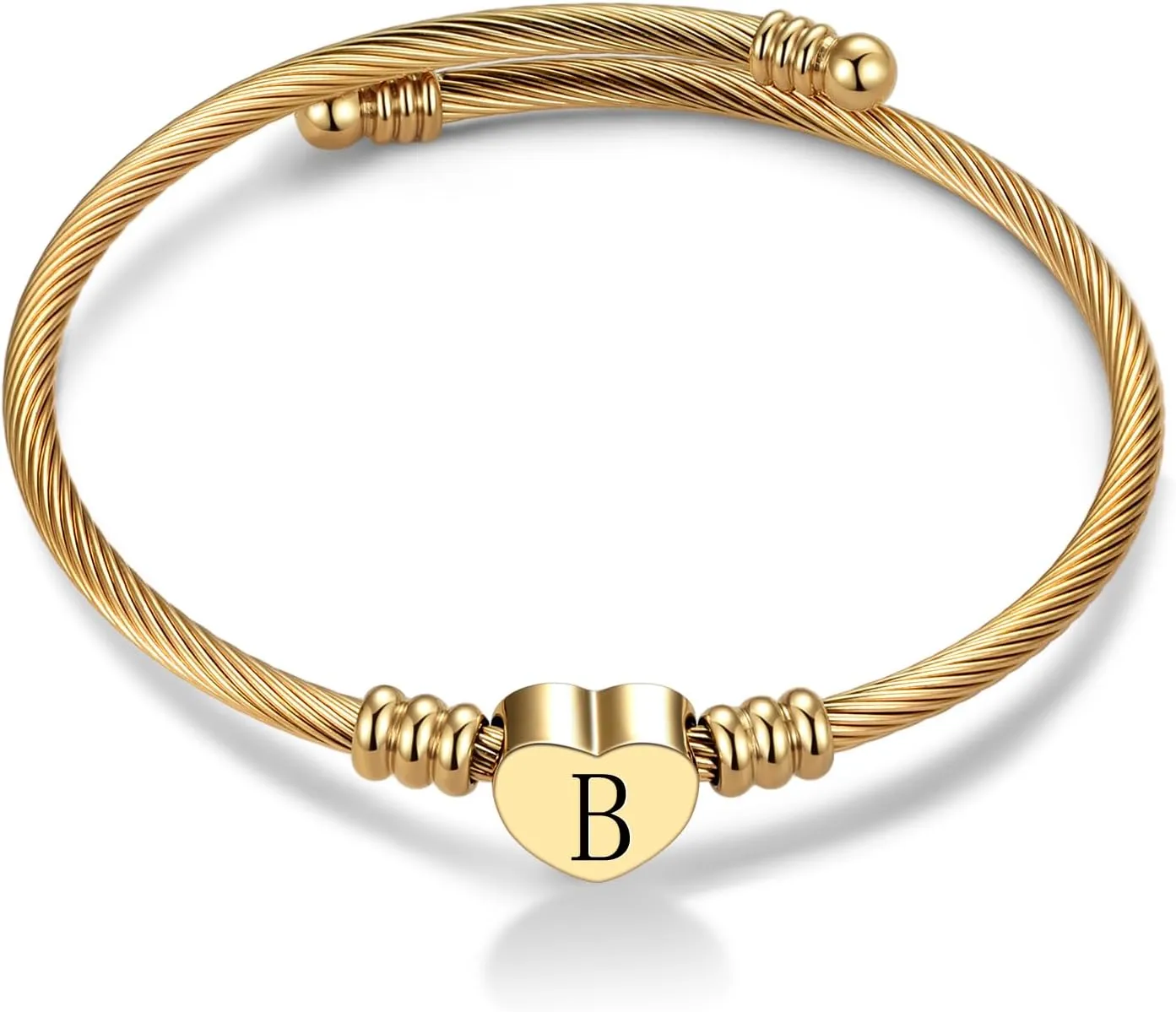 Gold A-Z Letter Bangle Initial Bracelet Women for Women Family Christmas Name Love Gifts for Sister Mom Aunt Daughter Auntie Cousin Grandma Day Alphabet Birthday Anniversary