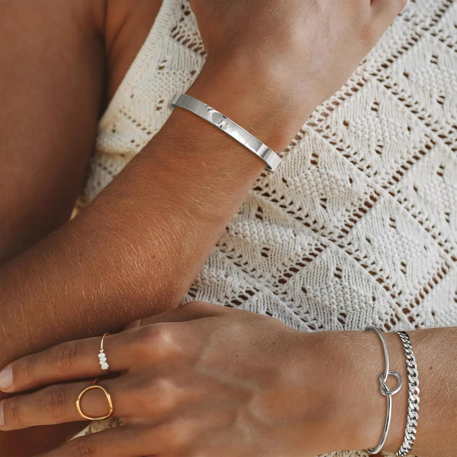 Gold Bracelets for Women Dainty Gold Chain Bracelets Gold Stackable Cuff Bracelets Knot Bracelet Silver Stackable Bracelets Jewelry Gifts