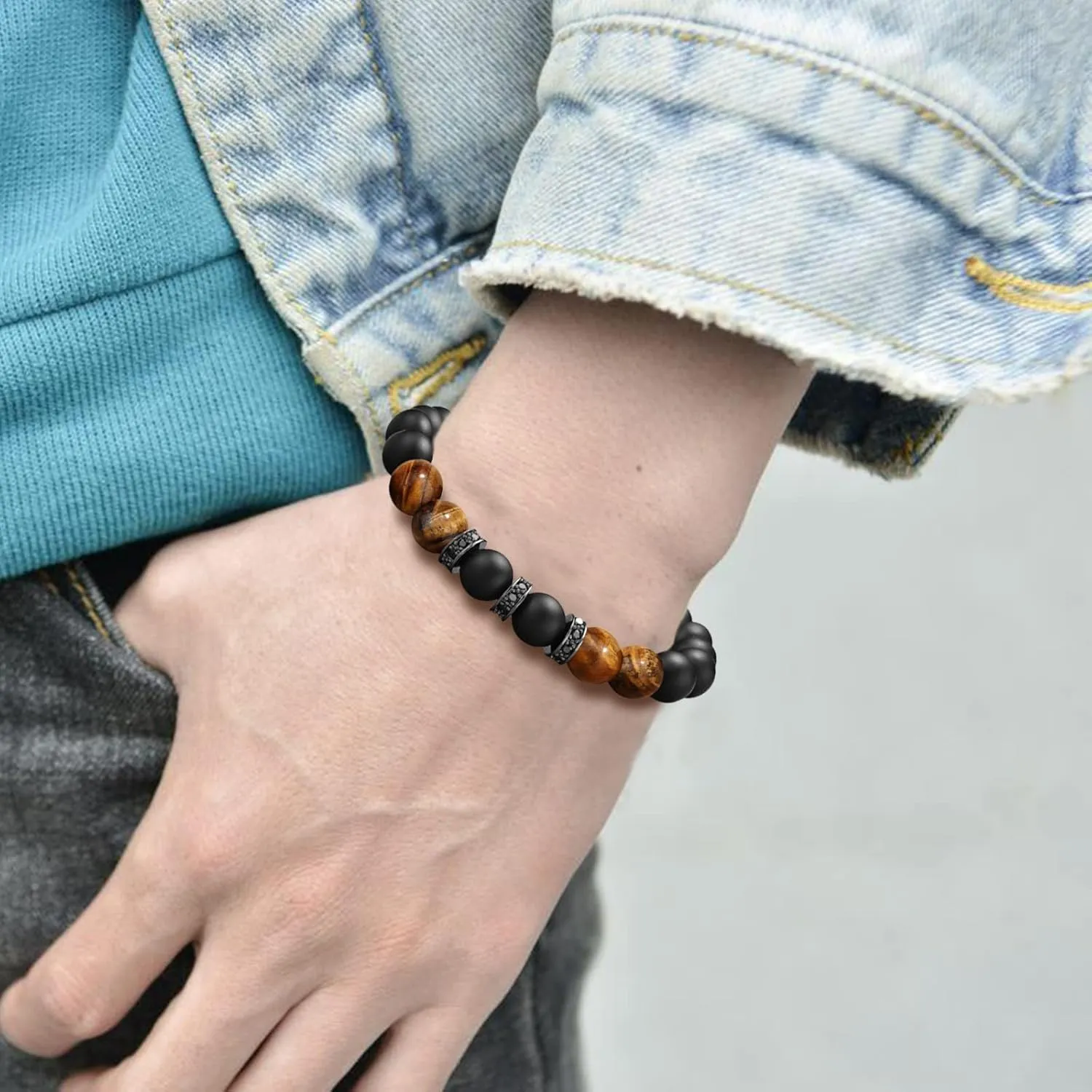 Gwg-1000 Bracelet Colorful Natural Stone Beads Card Bracelet Braided Rope Handmade Stone Woven Bracelet Jewelry
