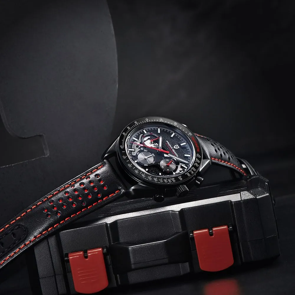 HaiQin Pagani Design 1779 Luxury Men's Quartz Chronograph Moon Skeleton Watches Japan Movement AR Sapphire Glass Stainless Steel Case Waterproof Analog Watch