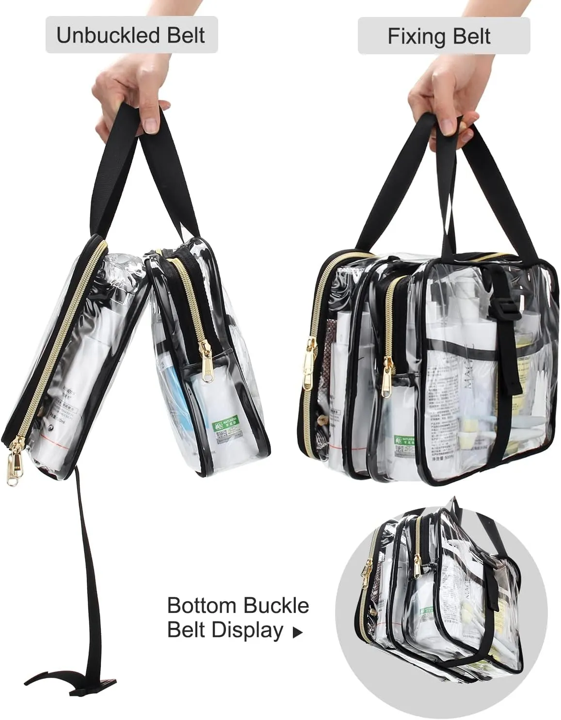 Hanging Toiletry Bag Travel Makeup Bag Clear TSA Toiletry Bag for Toiletries Full Sized Container Stand up Access to Toiletries for Women Men Makeup Organizer Case