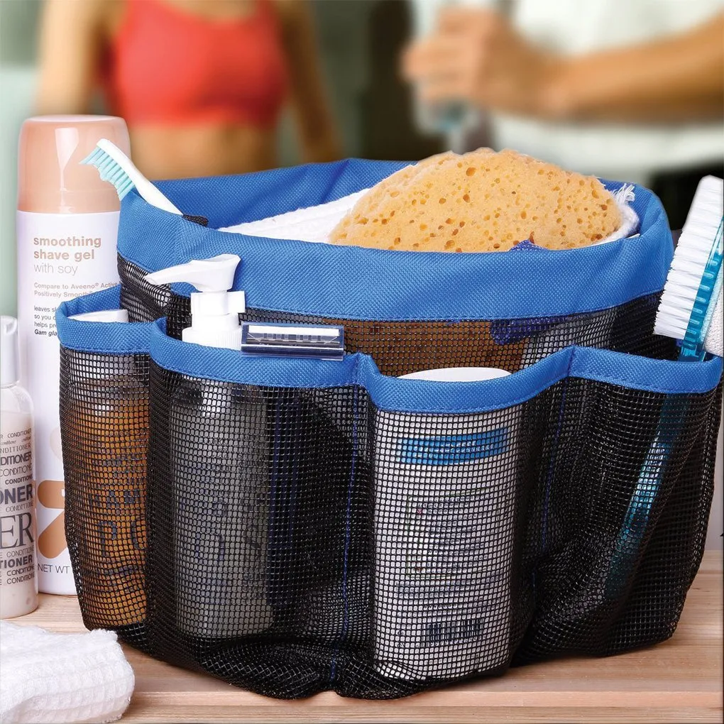 Hanging Toiletry Bag with 8 Compartment Mesh Shower Caddy,Quick Dry Shower Tote Bag Organizer for Cosmetics, Swimming Supplies,Bathroom Shampoo,Soap,Body Wash,Towels,Shaving Tools and Other Toiletries