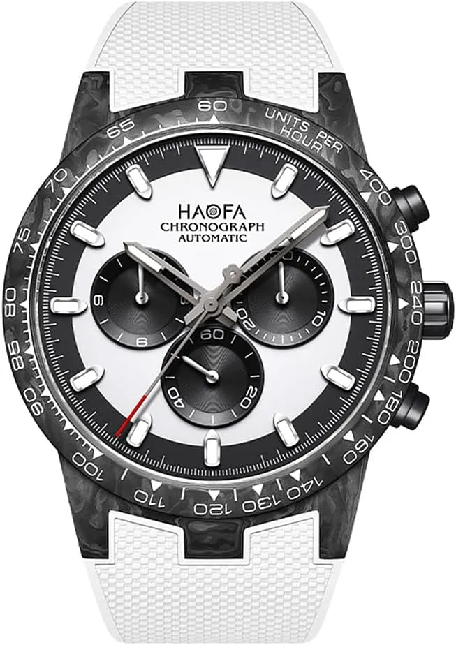 Haofa Carbon Fiber Chronograph Automatic Men Watch Carbon Fiber Case Self Wind Mechanical Wristwatch for Men Sapphire Crystal Luminous Luxury Fashion Watches 2366