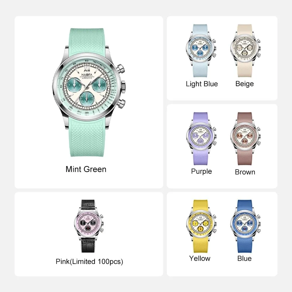 Haofa Chronograph Automatic Men Watch 50 Hour Power Reserve Self Wind Mechanical Wristwatch for Men Sapphire Crystal Luminous Luxury Fashion Watches 2371