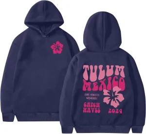 Heevina Pink Palm Puff Hoodie Hoodies For Women Tulum Mexico Surs Sunsets Memories Catch Wayes Funny Hoodie Pockets