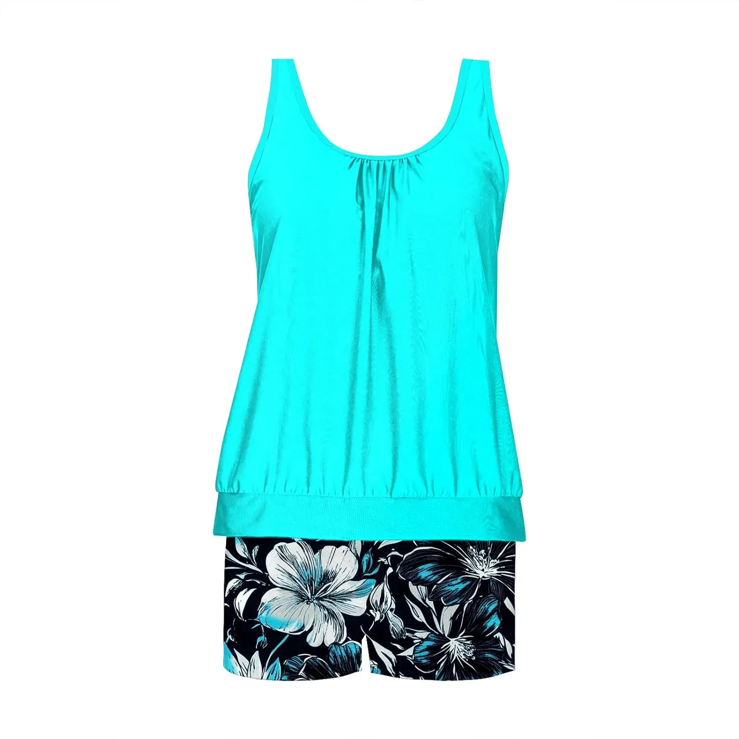 HJuyYuah Tankini Swimsuits for Women 2 Piece Modest Bathing Suit Tummy Control Women's Tankini with Shorts Swim Suits
