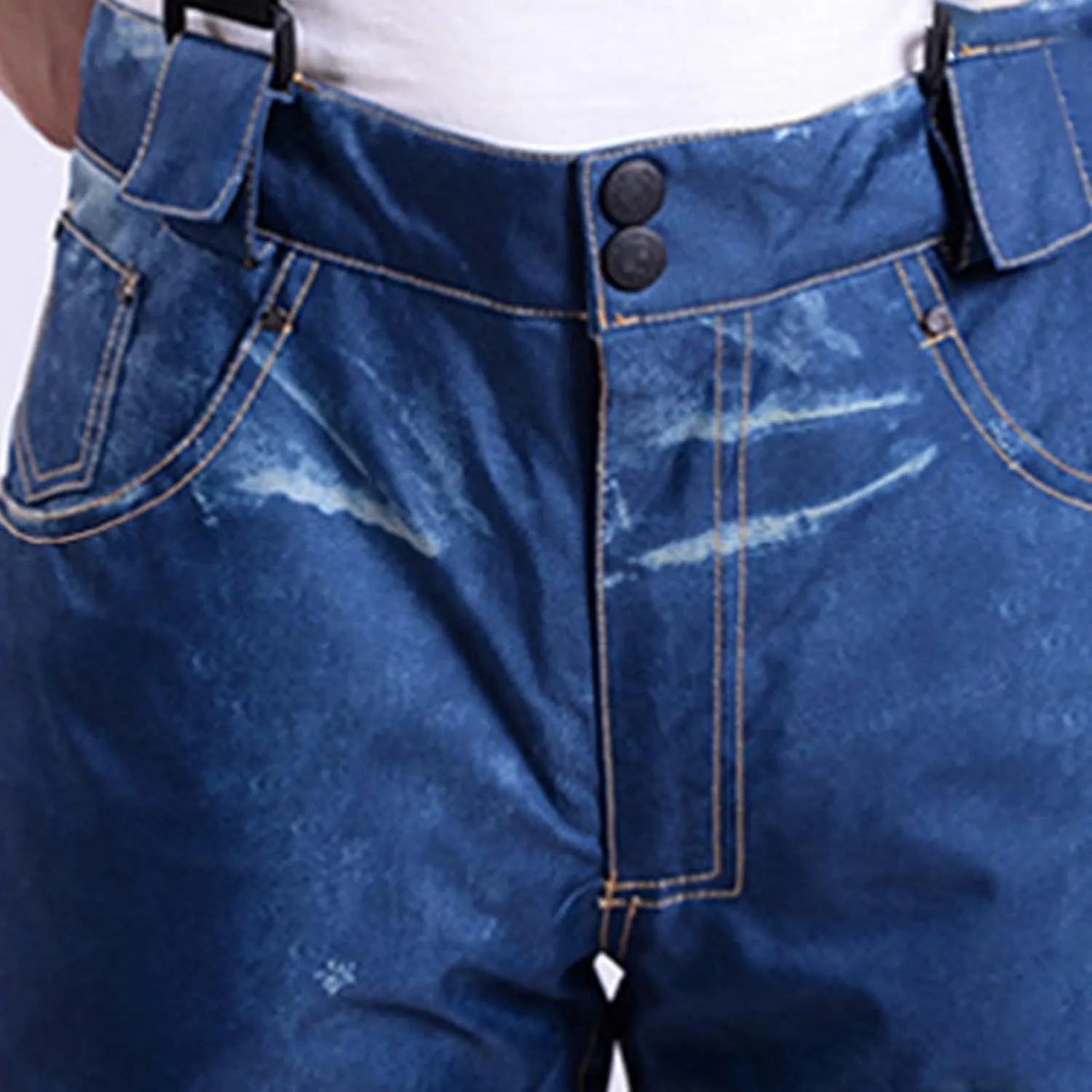 hlysgo Mens Snow Jeans Overalls Ski Pants Windproof Waterproof Warm Snowboarding Bib Jumpsuit Insulated Pants for Hiking