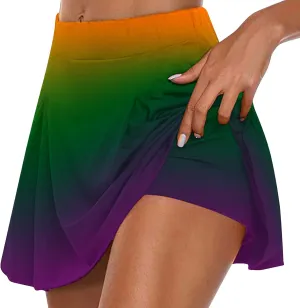 hlysgo Women Tennis Skorts 2025 Summer Athletic Shorts High Waisted Flowy Shorts Trendy Gradient Print Sport Workout Shorts