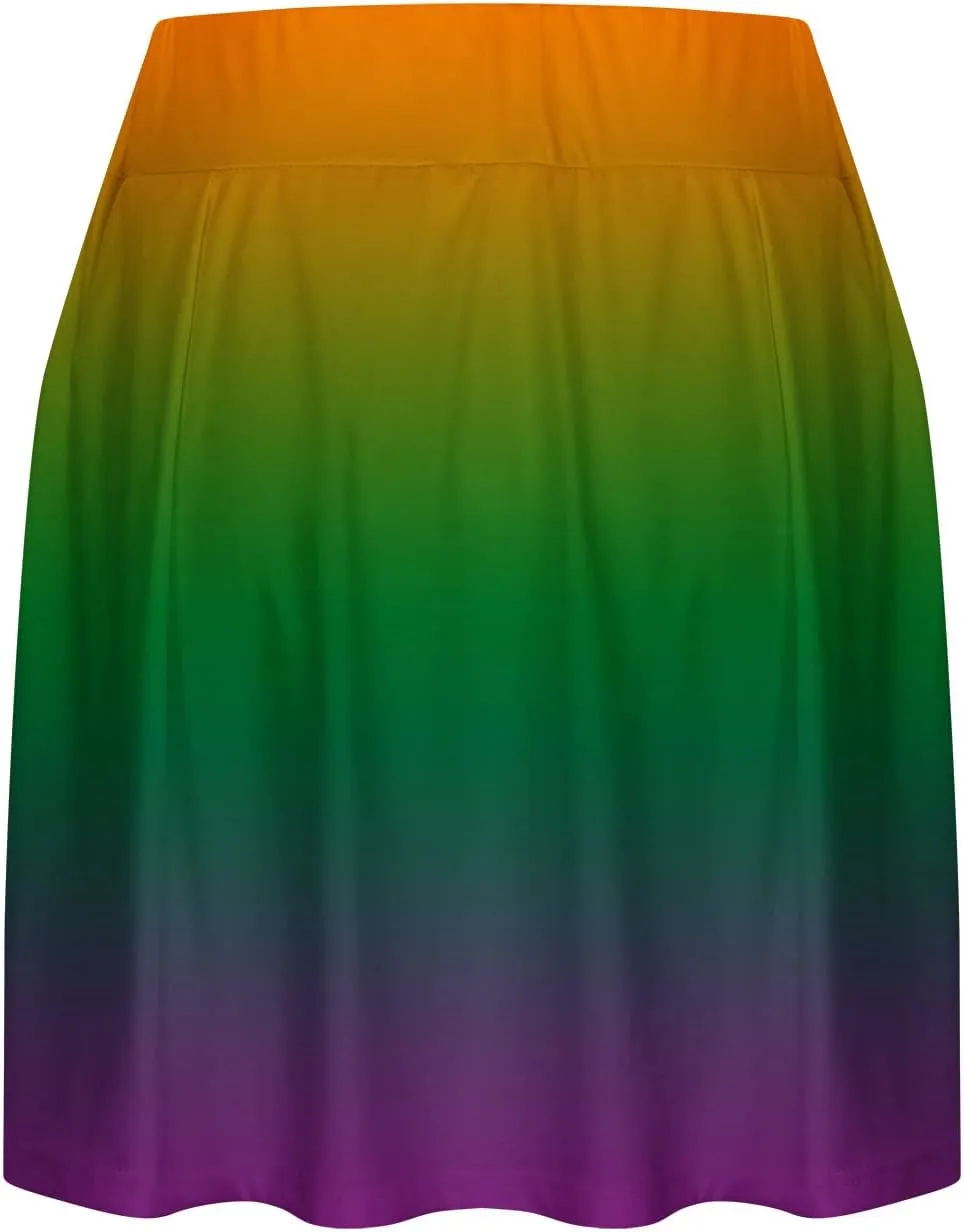 hlysgo Women Tennis Skorts 2025 Summer Athletic Shorts High Waisted Flowy Shorts Trendy Gradient Print Sport Workout Shorts