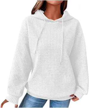 Hoodies For Women Casual Pullover Long Sleeve Drawstring Hooded Sweatshirt with Pocket 2024