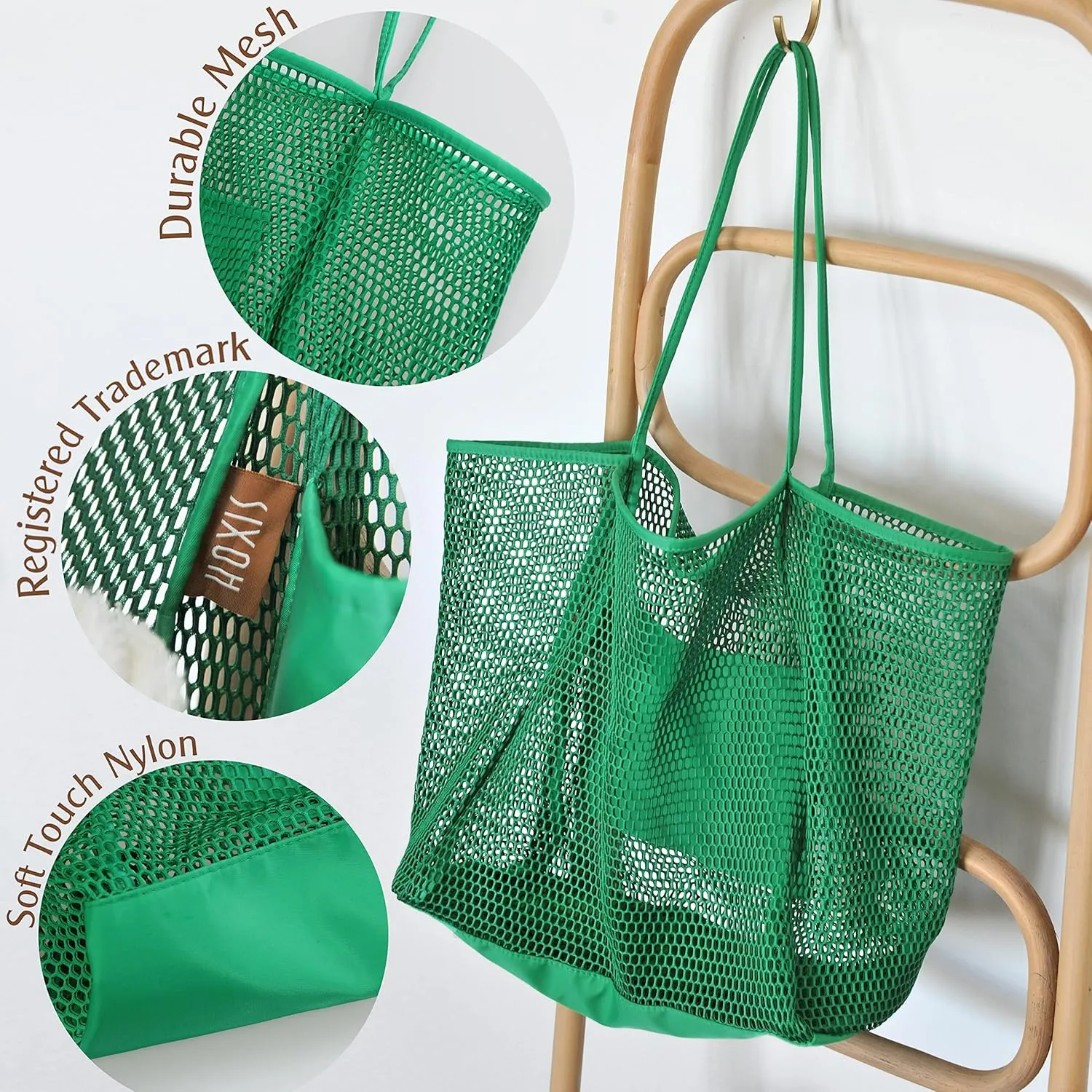 HOXIS Mesh Beach Tote Womens Shoulder Handbag