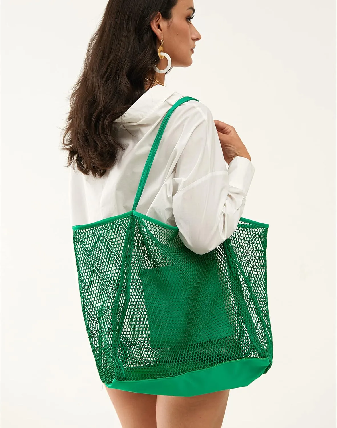 HOXIS Mesh Beach Tote Womens Shoulder Handbag