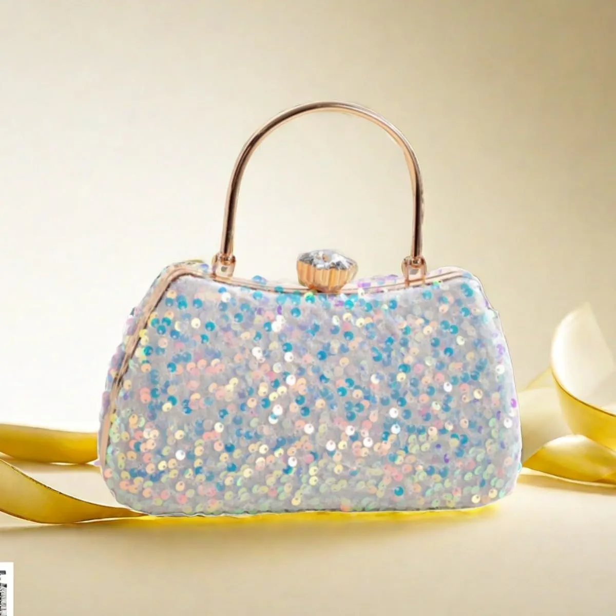 IAMUHI Small Sequins Clutch Purse Top Handle Evening Handbag Mini Square Shoulder Crossbody Bag