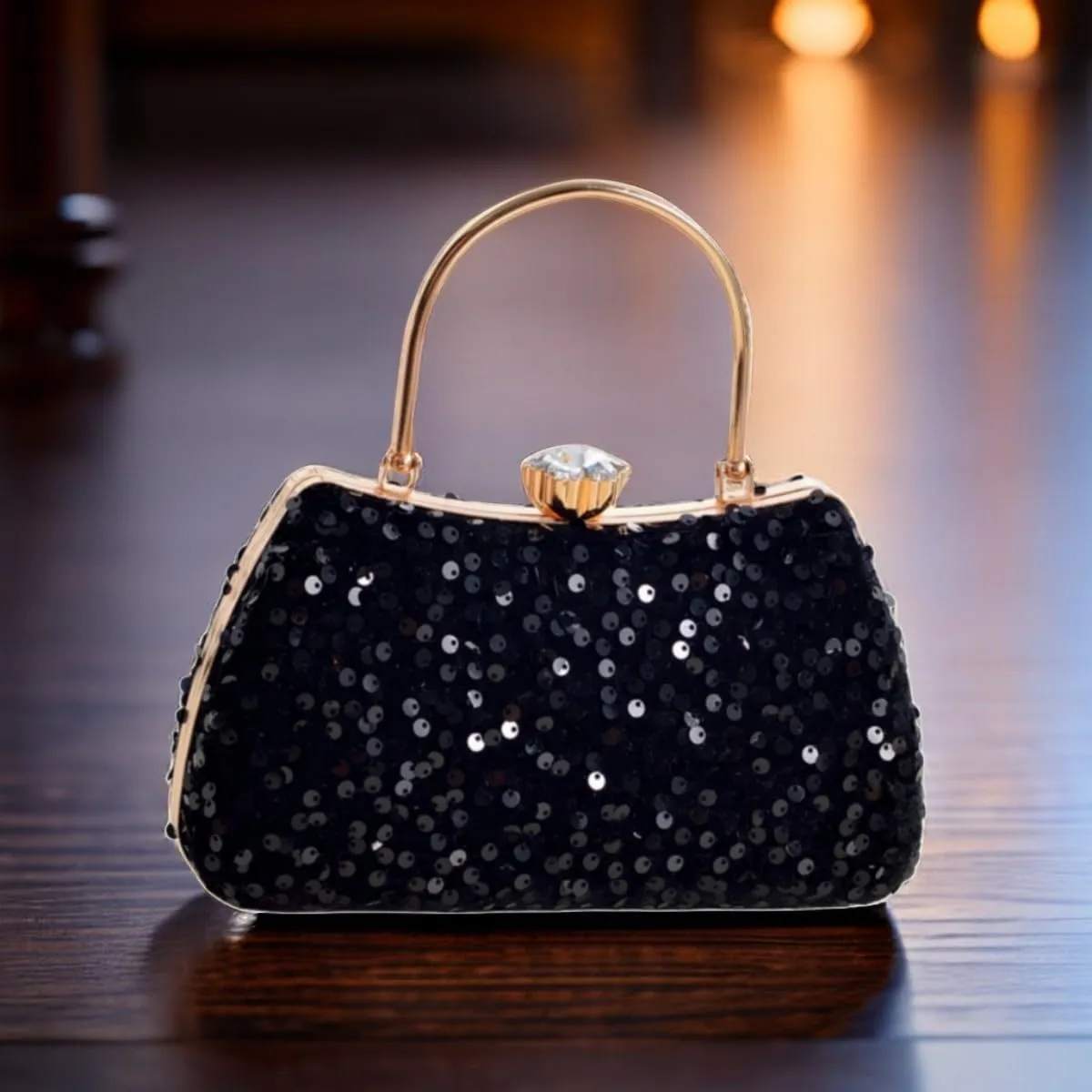 IAMUHI Small Sequins Clutch Purse Top Handle Evening Handbag Mini Square Shoulder Crossbody Bag