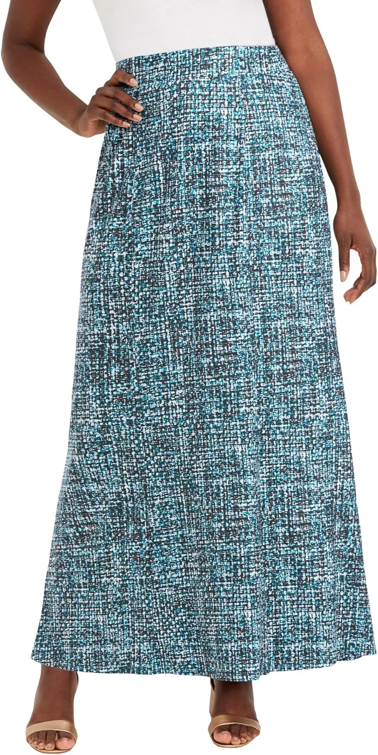 Jessica London Women's Plus Size Wrinkle Resistant Pull-On Elastic Knit Maxi Skirt