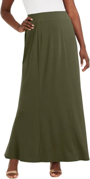 Jessica London Women's Plus Size Wrinkle Resistant Pull-On Elastic Knit Maxi Skirt