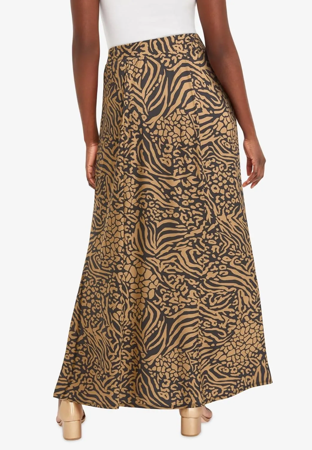 Jessica London Women's Plus Size Wrinkle Resistant Pull-On Elastic Knit Maxi Skirt
