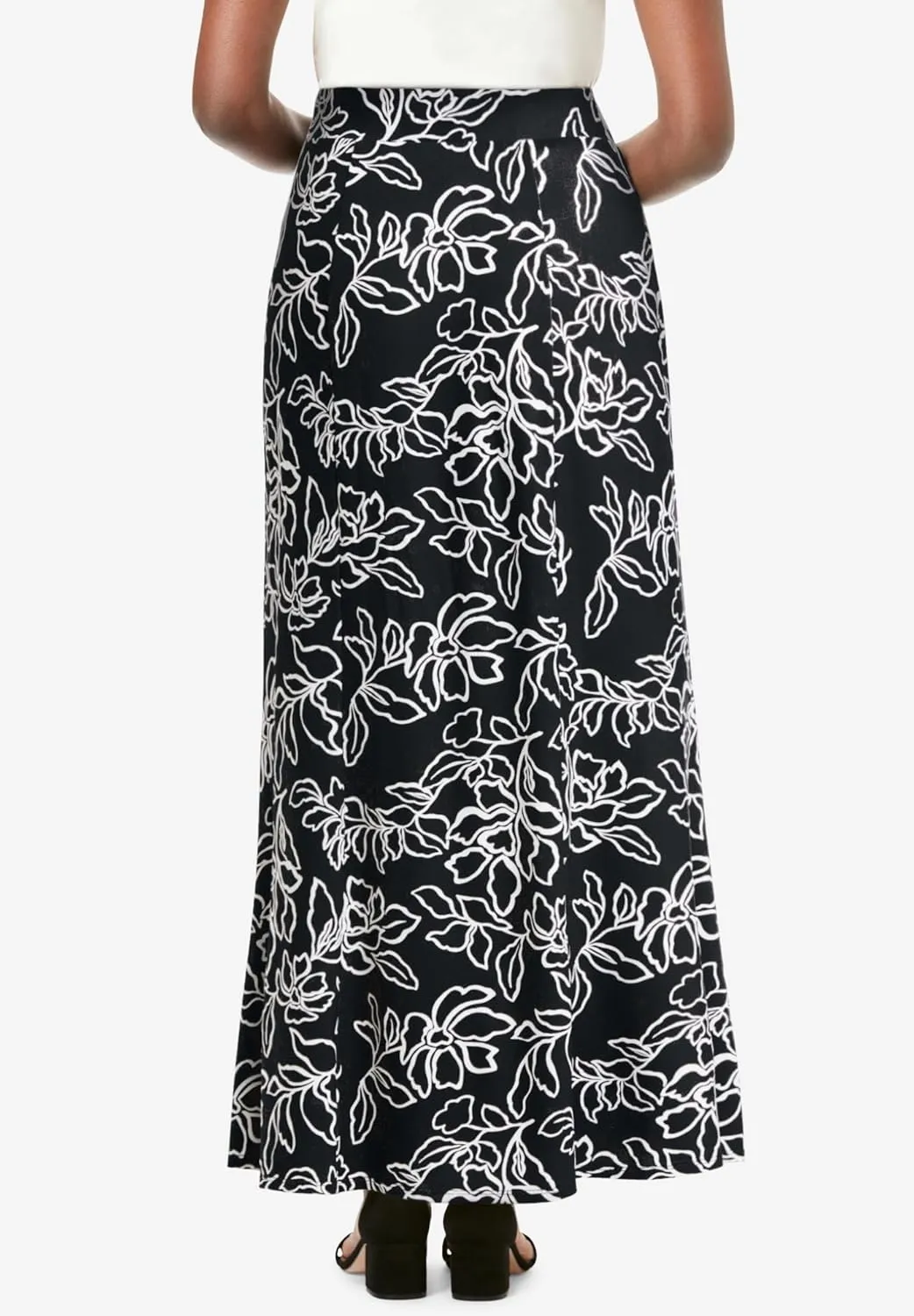 Jessica London Women's Plus Size Wrinkle Resistant Pull-On Elastic Knit Maxi Skirt