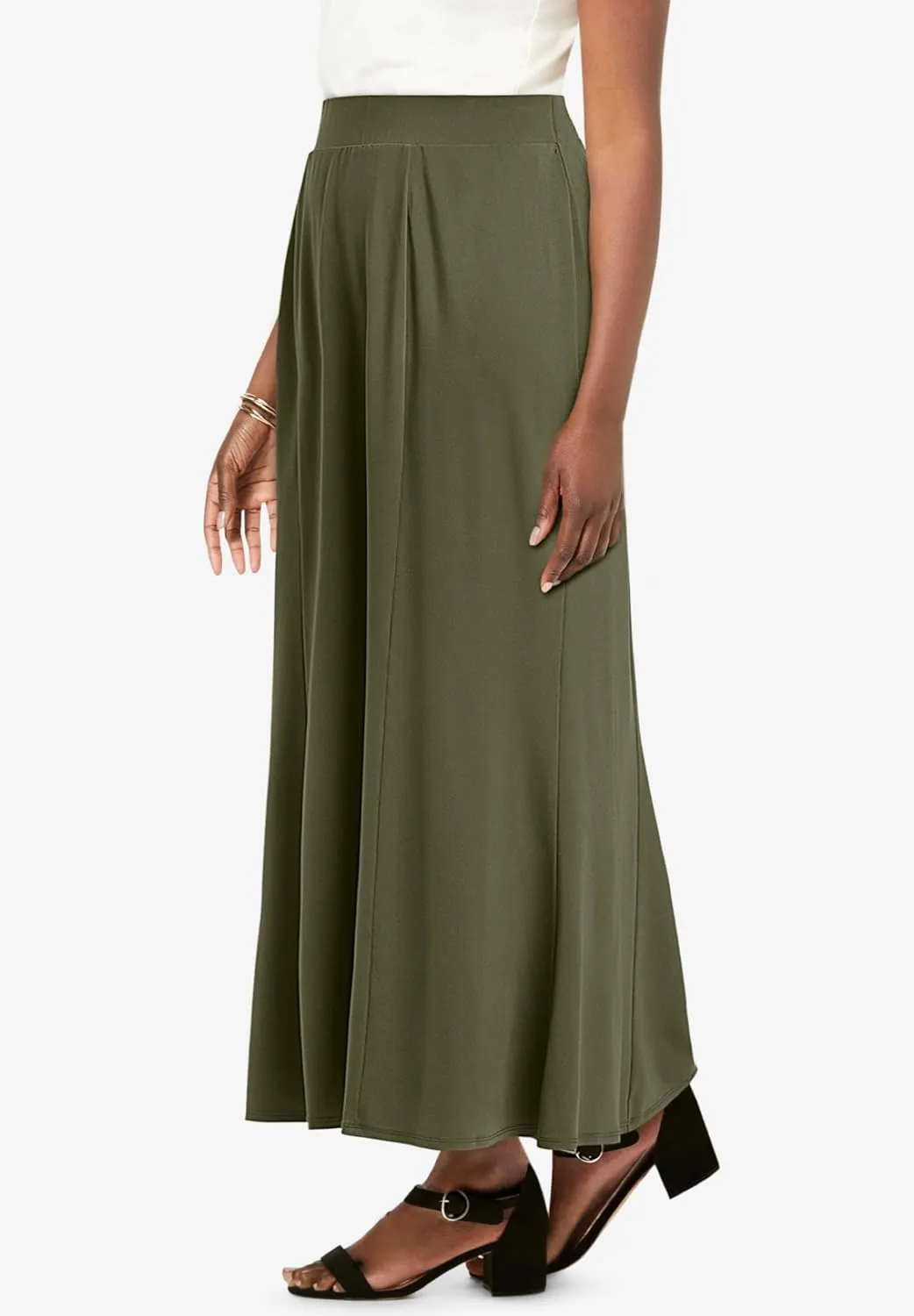 Jessica London Women's Plus Size Wrinkle Resistant Pull-On Elastic Knit Maxi Skirt