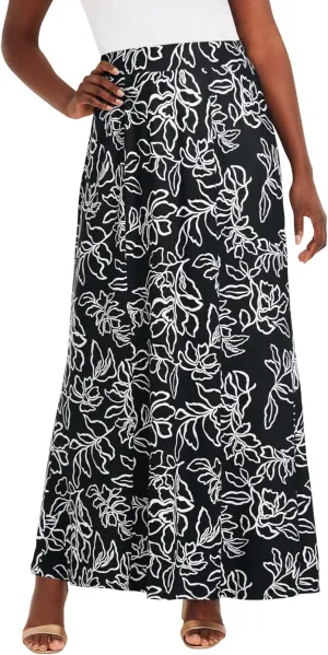 Jessica London Women's Plus Size Wrinkle Resistant Pull-On Elastic Knit Maxi Skirt