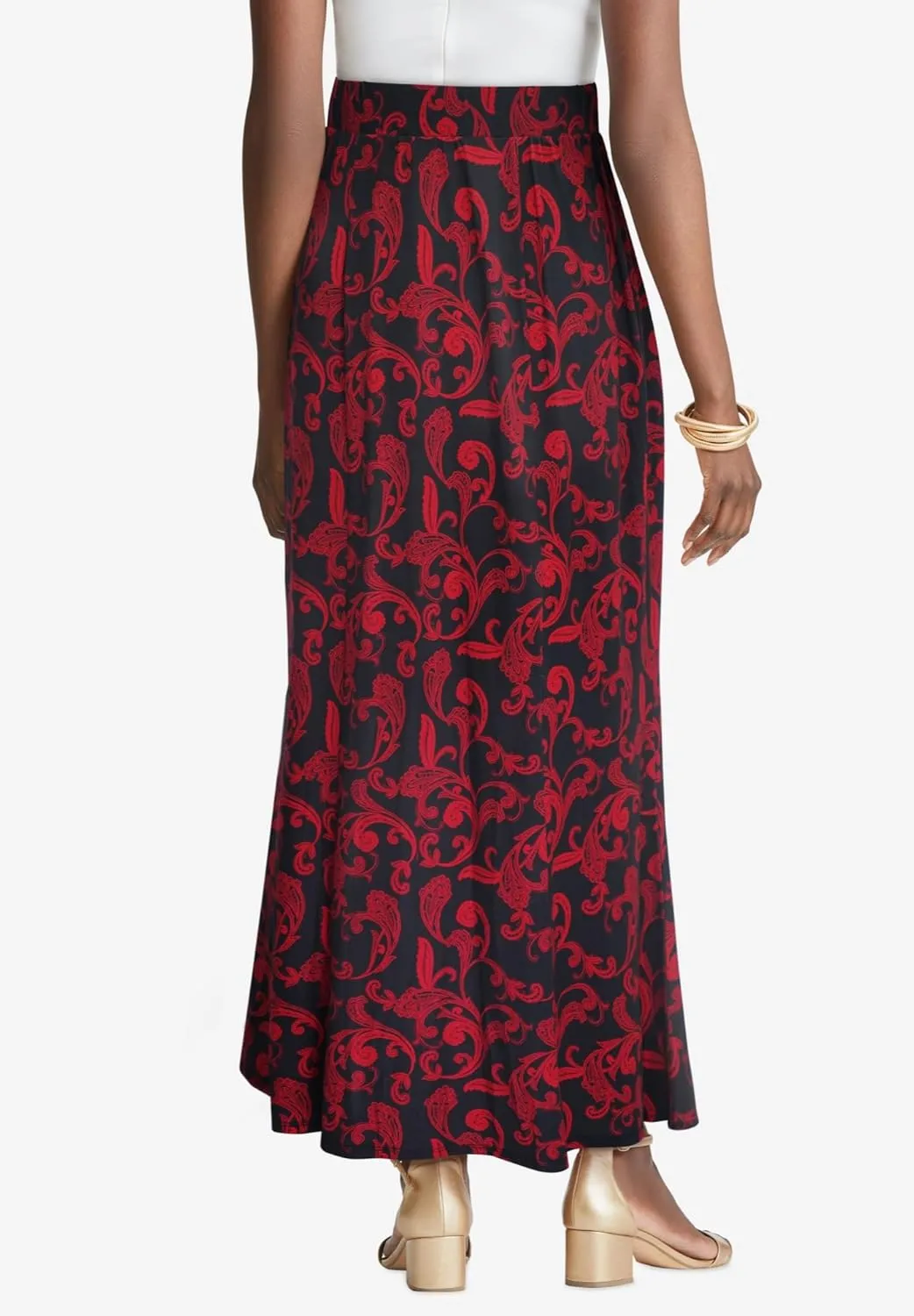 Jessica London Women's Plus Size Wrinkle Resistant Pull-On Elastic Knit Maxi Skirt