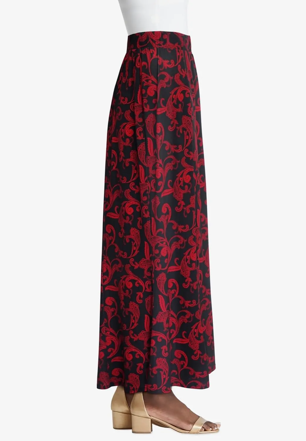 Jessica London Women's Plus Size Wrinkle Resistant Pull-On Elastic Knit Maxi Skirt