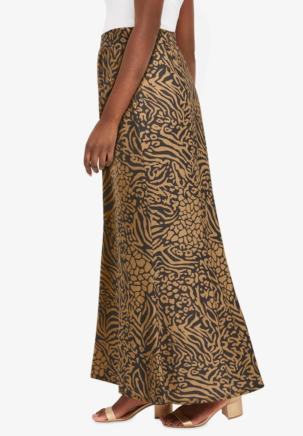 Jessica London Women's Plus Size Wrinkle Resistant Pull-On Elastic Knit Maxi Skirt