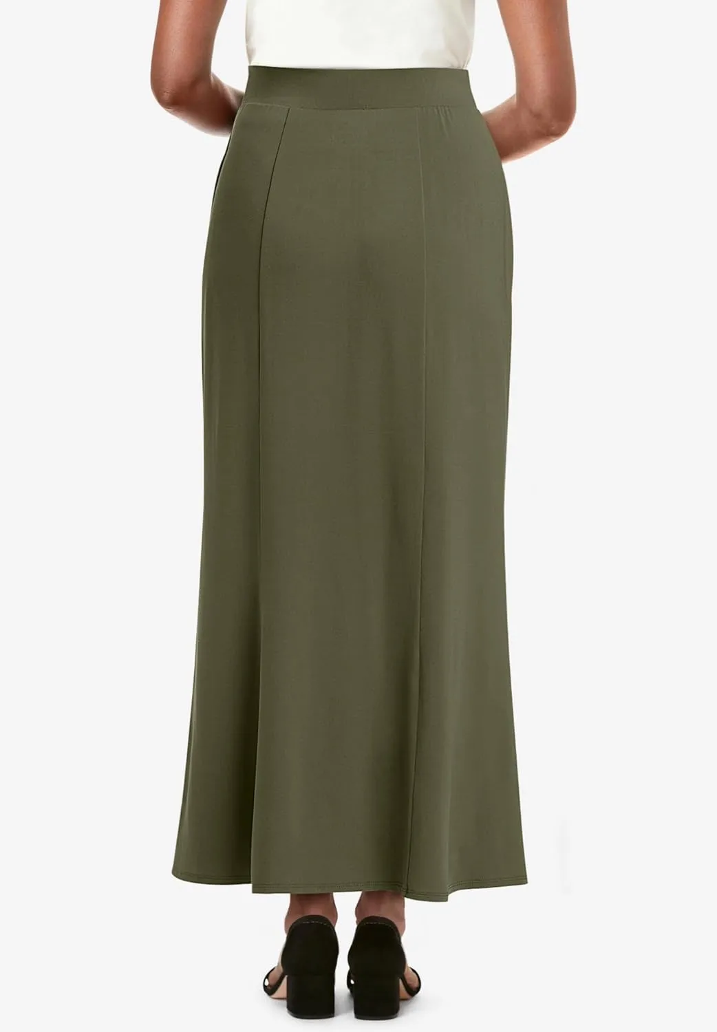 Jessica London Women's Plus Size Wrinkle Resistant Pull-On Elastic Knit Maxi Skirt