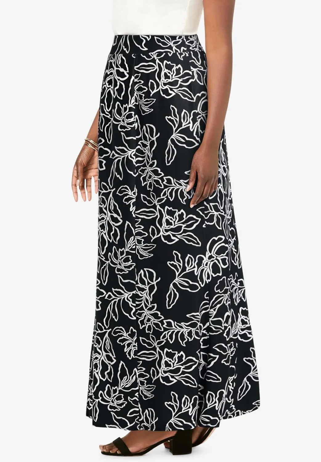 Jessica London Women's Plus Size Wrinkle Resistant Pull-On Elastic Knit Maxi Skirt