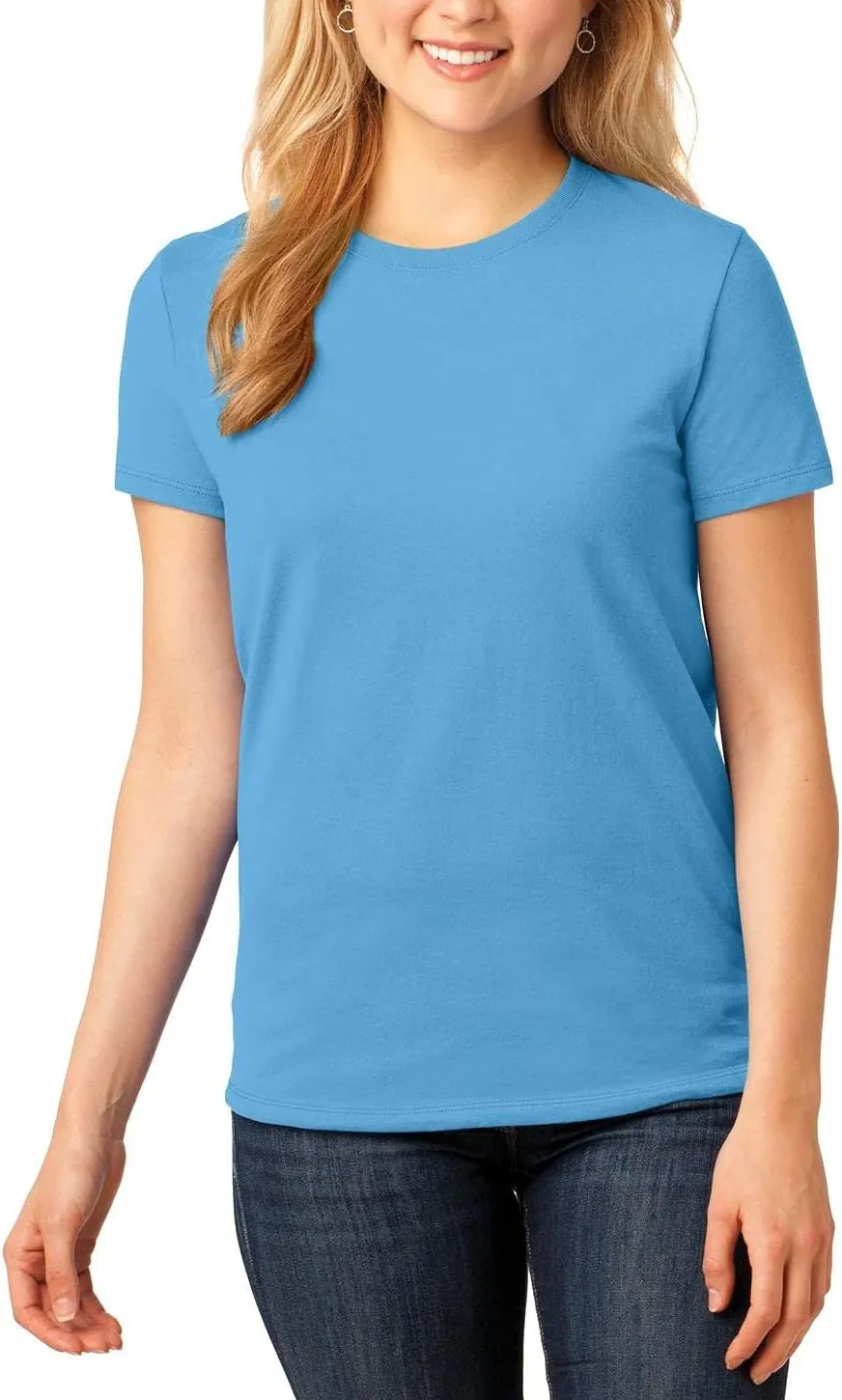 JustBlanks Womens 100% Cotton Tee Shirt Short Slevees Regular Fit Casual Core Cotton Tees for Women