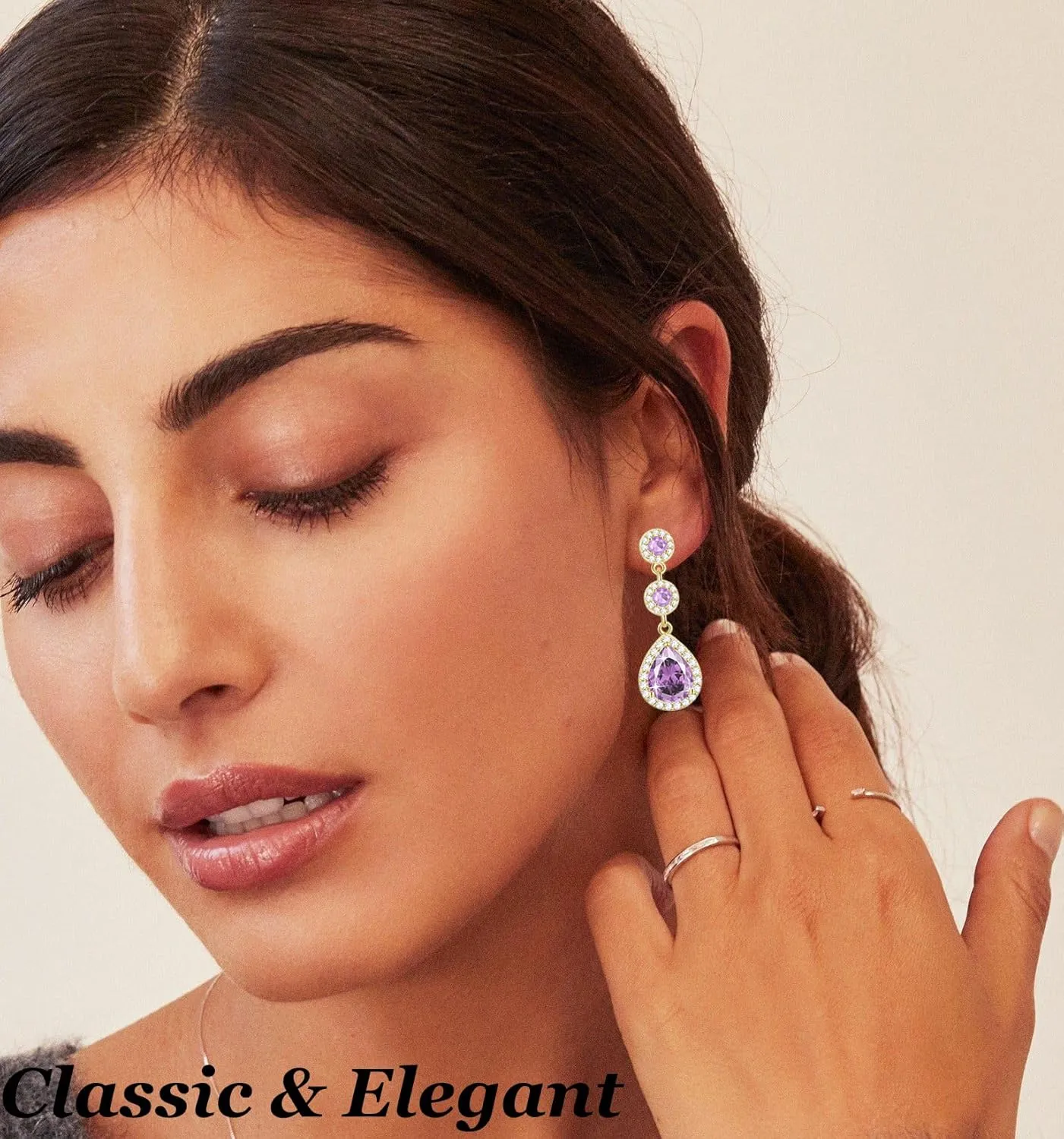 KAERUN Diamond Dangle Earrings for Women 14K Gold Plated Emerald Rhinestone Drop Earrings Red Crystal Chandelier Earrings Sapphire Cubic Zirconia Teardrop Earrings Gifts for Women Jewelry