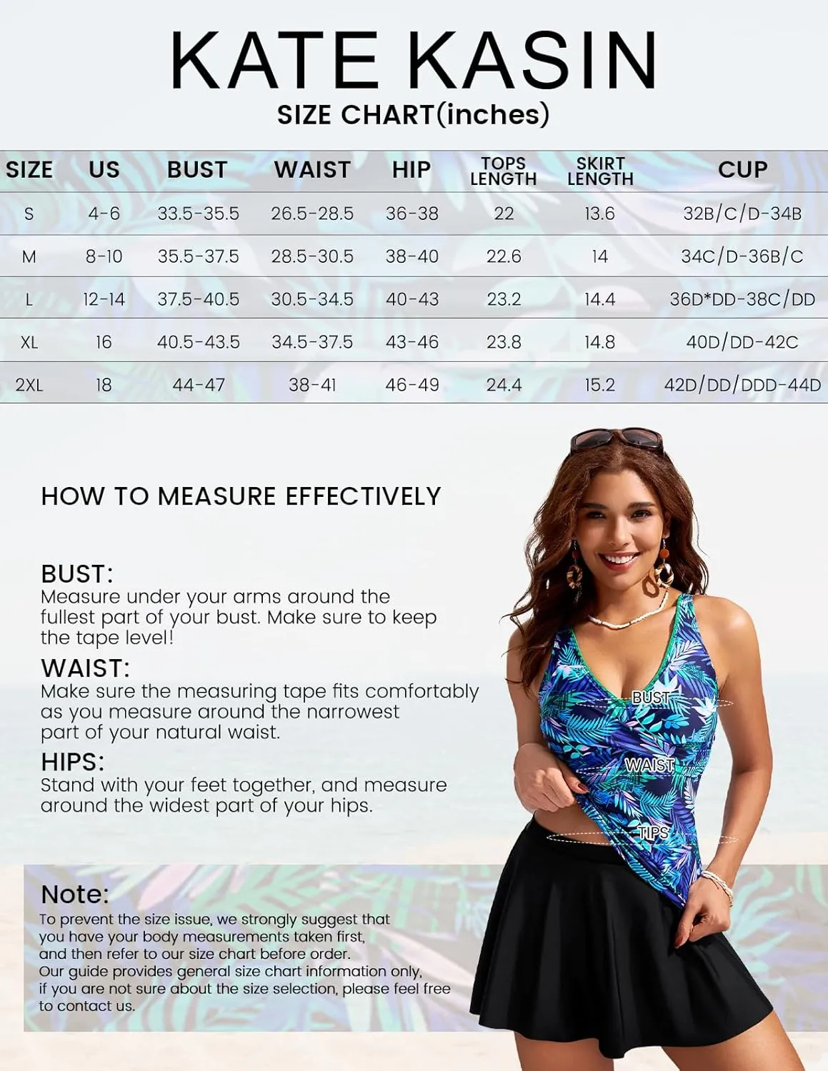Kate Kasin Tankini Swimsuits for Women Tummy Control V Neck Swimdress Two Piece Swim Dress Bathing Suit with Skirt