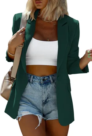 KIRUNDO Womens Blazer 2025 Spring Fall Bussiness Casual Long Sleeve Button Open Front Suit Jackets Work Clothes Pockets