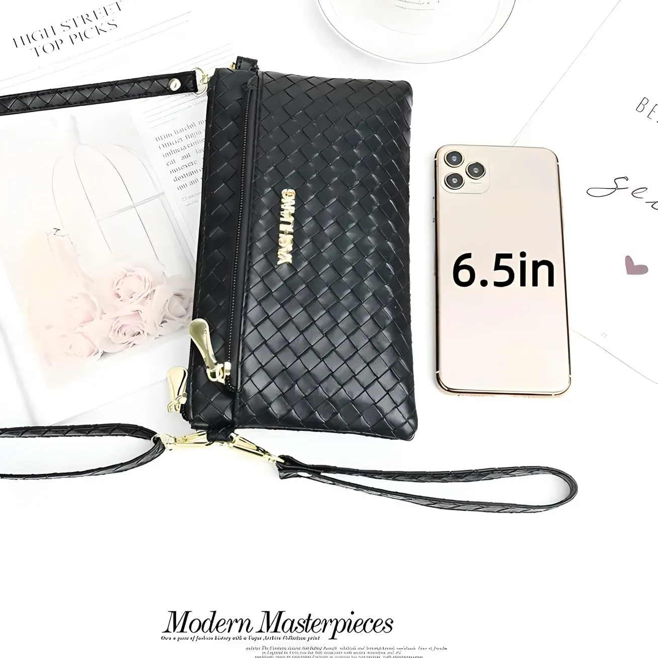 Knitting Design Womens Purses and Handbags, Leather Crossbody Mobile Credit Card Wallet Wristlet Handbags