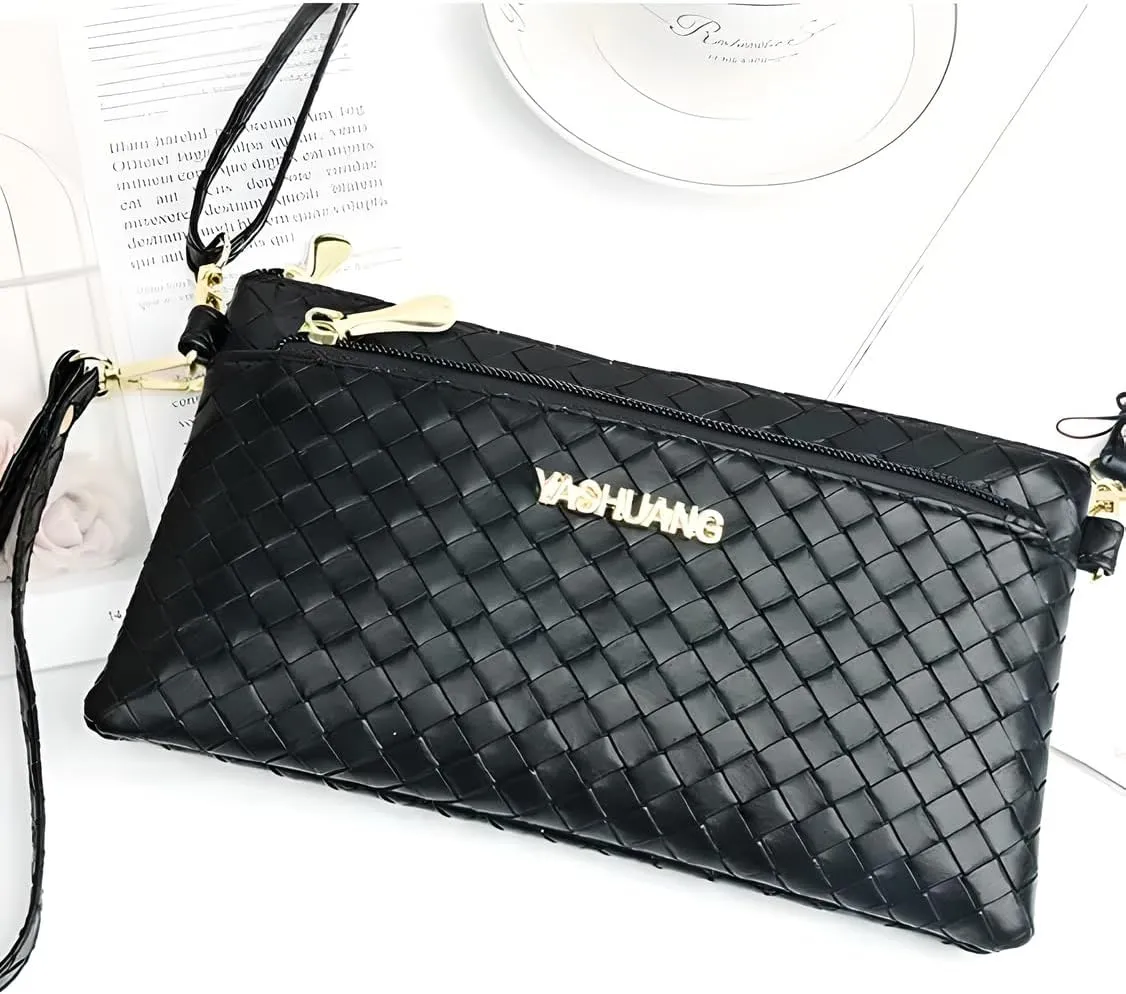 Knitting Design Womens Purses and Handbags, Leather Crossbody Mobile Credit Card Wallet Wristlet Handbags