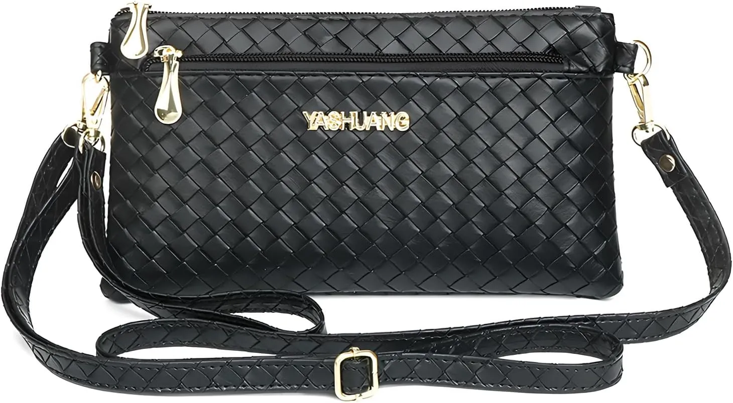 Knitting Design Womens Purses and Handbags, Leather Crossbody Mobile Credit Card Wallet Wristlet Handbags