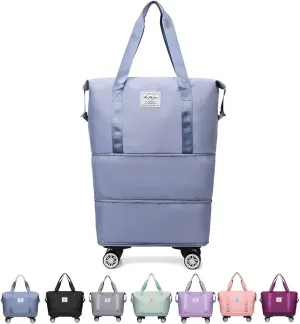Kulken Travel Bag with Wheels, Beente Expandable Trave Suitcase, 2025 New Large Capacity Travel Bag - Universal Wheel Removable, Large Capacity Duffle with Wheels (Blue)