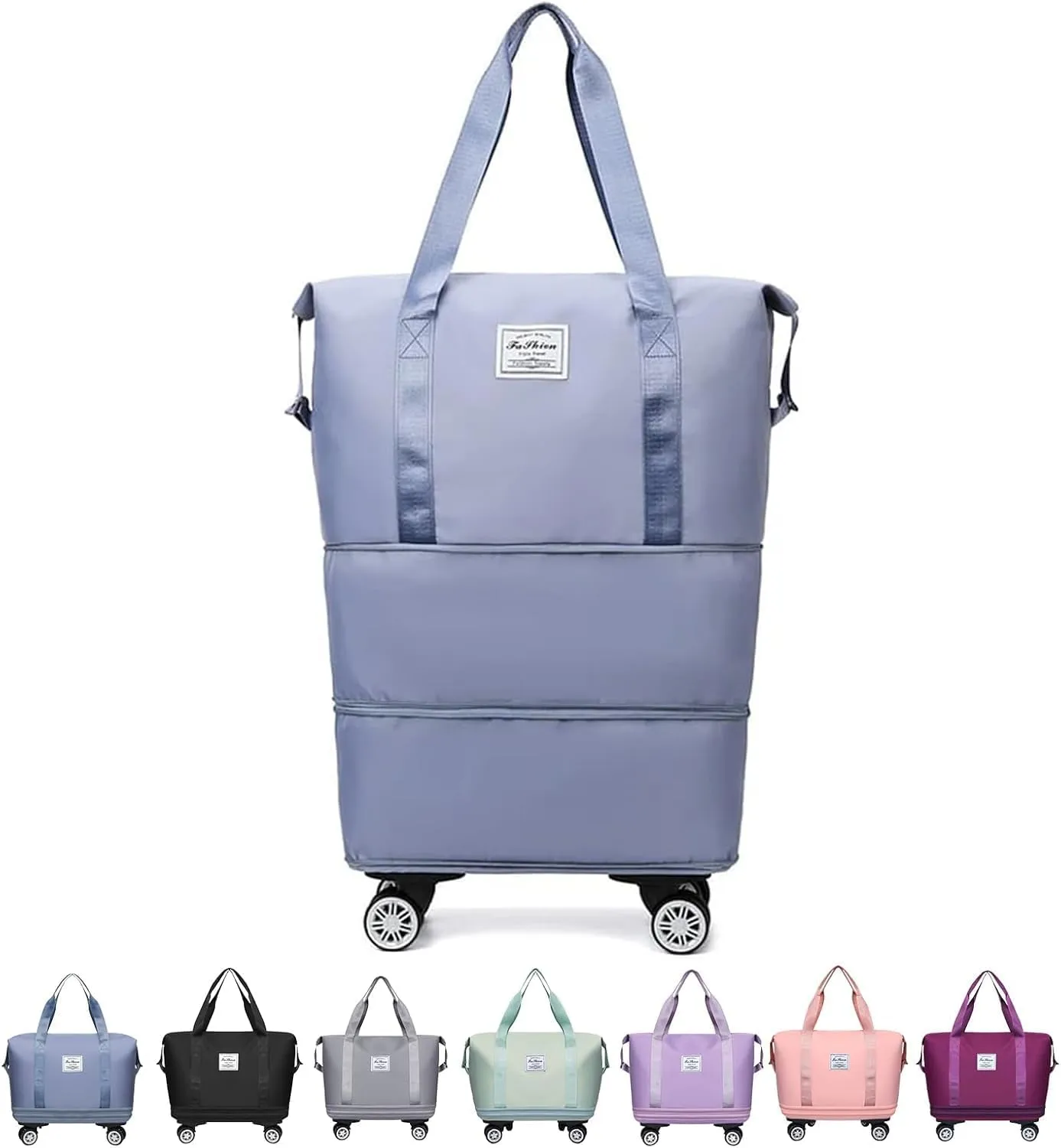 Kulken Travel Bag with Wheels, Beente Expandable Trave Suitcase, 2025 New Large Capacity Travel Bag - Universal Wheel Removable, Large Capacity Duffle with Wheels (Blue)
