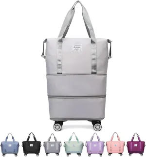 Kulken Travel Bag with Wheels, Beente Expandable Trave Suitcase, 2025 New Large Capacity Travel Bag - Universal Wheel Removable, Large Capacity Duffle with Wheels (Grey)