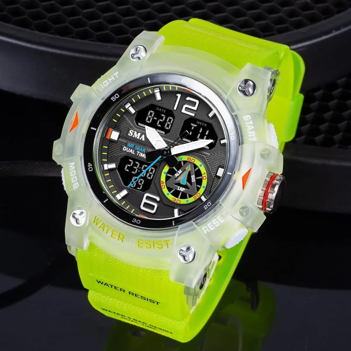 KXAITO Men's Analog Sports Watch Military Watch Outdoor LED Stopwatch Digital Electronic Large Dual Display Waterproof Tactical Army Wrist Watches for Men 8007