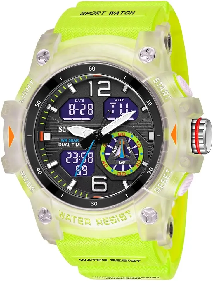 KXAITO Men's Analog Sports Watch Military Watch Outdoor LED Stopwatch Digital Electronic Large Dual Display Waterproof Tactical Army Wrist Watches for Men 8007