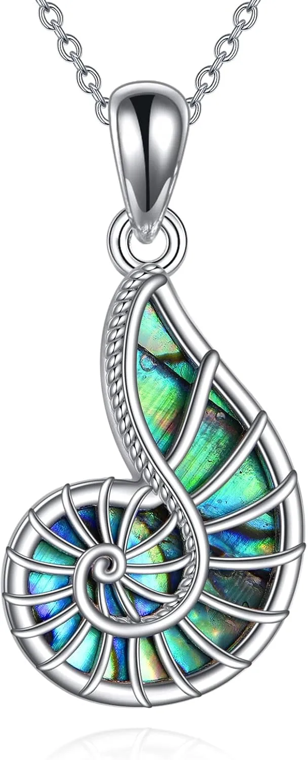 KZX Sea Witch Shell Necklace 925 Sterling Silver Necklace Conch Shell Necklace Sea Shell Necklace Jewelry For Women Gifts for Mom Mother's Day Necklace
