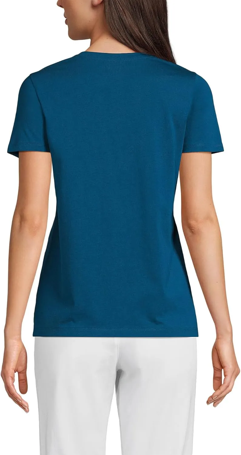 Lands' End Women's Relaxed American-Grown Supima Cotton V-Neck T-Shirt