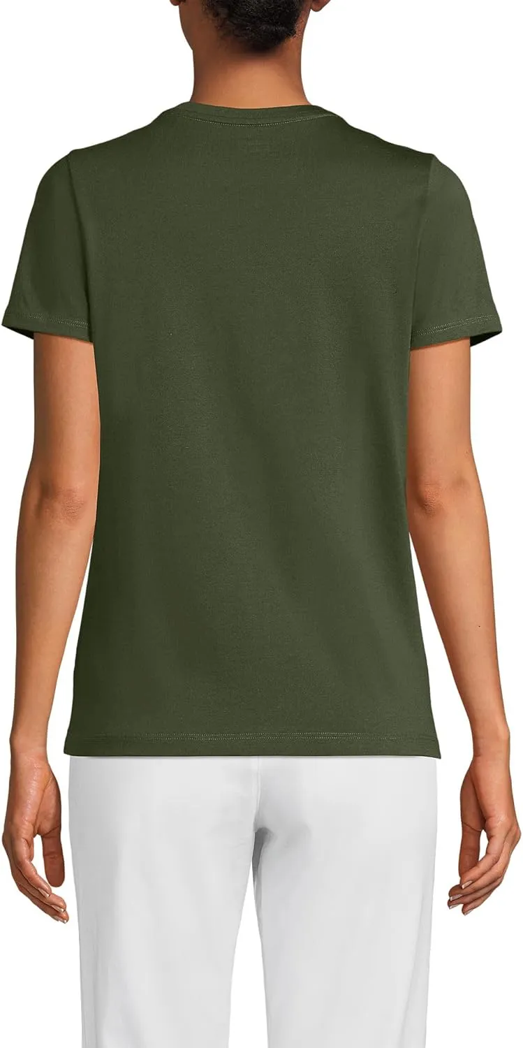 Lands' End Women's Relaxed American-Grown Supima Cotton V-Neck T-Shirt
