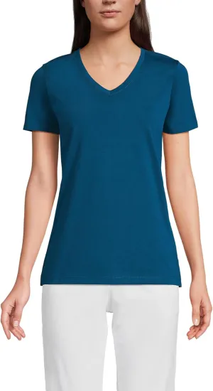 Lands' End Women's Relaxed American-Grown Supima Cotton V-Neck T-Shirt