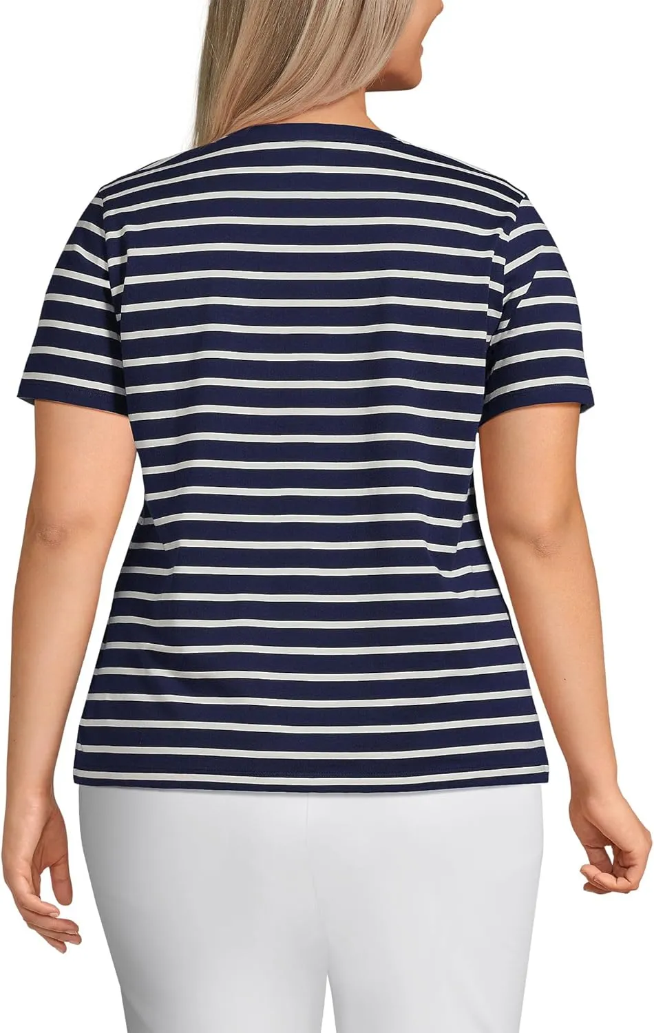 Lands' End Women's Relaxed American-Grown Supima Cotton V-Neck T-Shirt