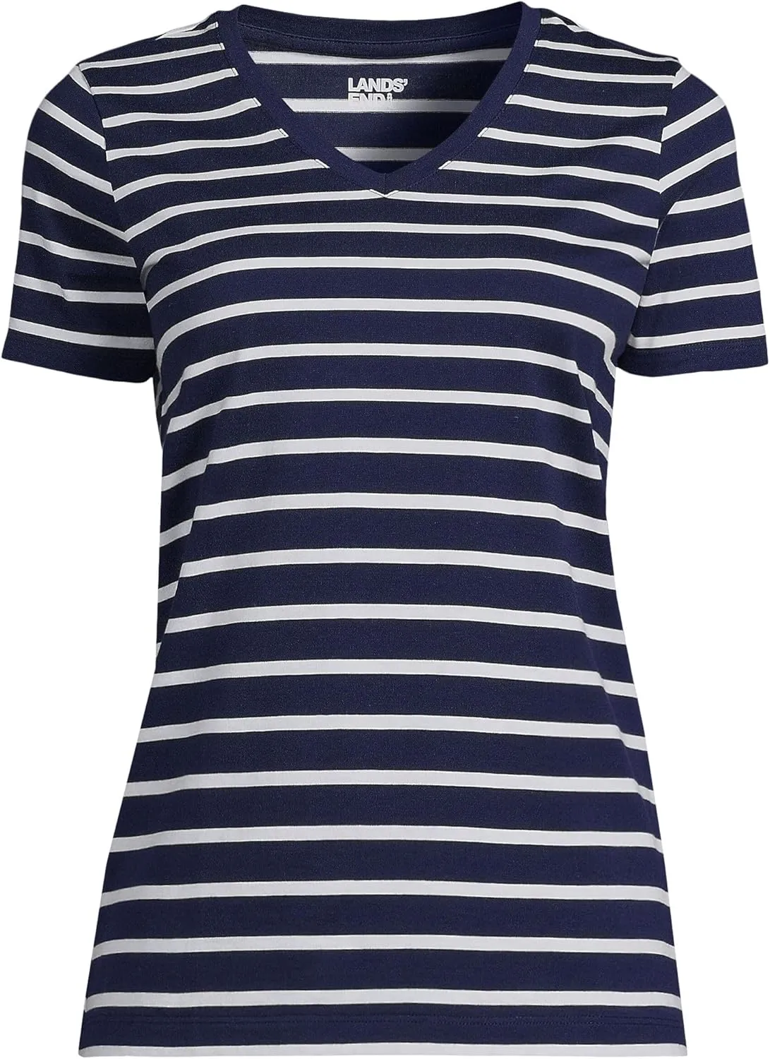 Lands' End Women's Relaxed American-Grown Supima Cotton V-Neck T-Shirt